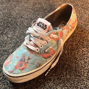 Star Wars classic Vans skateboard shoes. Yoda floral print w/ lightsaber laces.